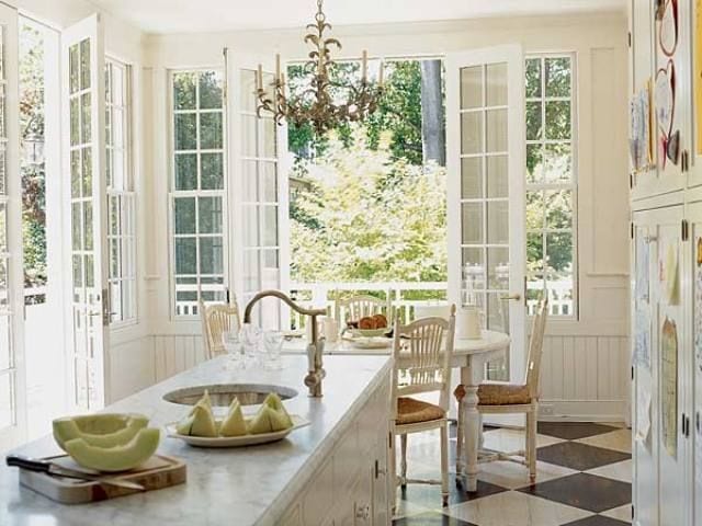 Charming French Country Kitchen with Checkered Floor