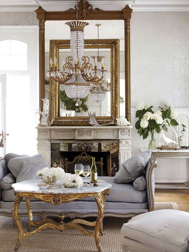 Gray white online gold living room