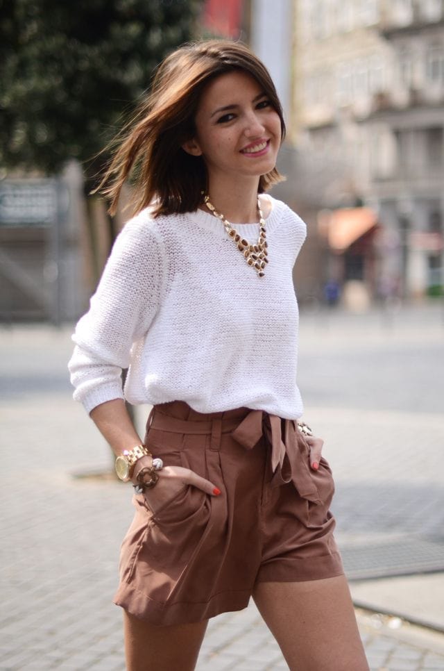 dressy white shorts outfit