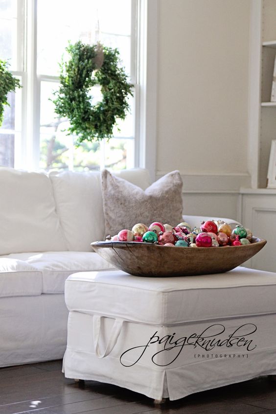 Beautiful Ways To Style A Dough Bowl For Christmas - White Lilac Farmhouse