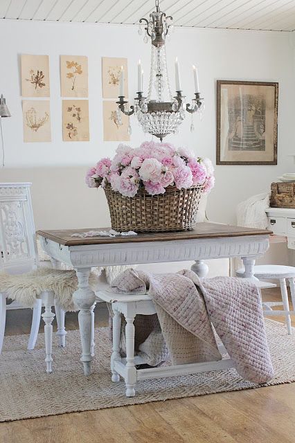 vintage baskets peonies farmhouse dining room stunning decor french