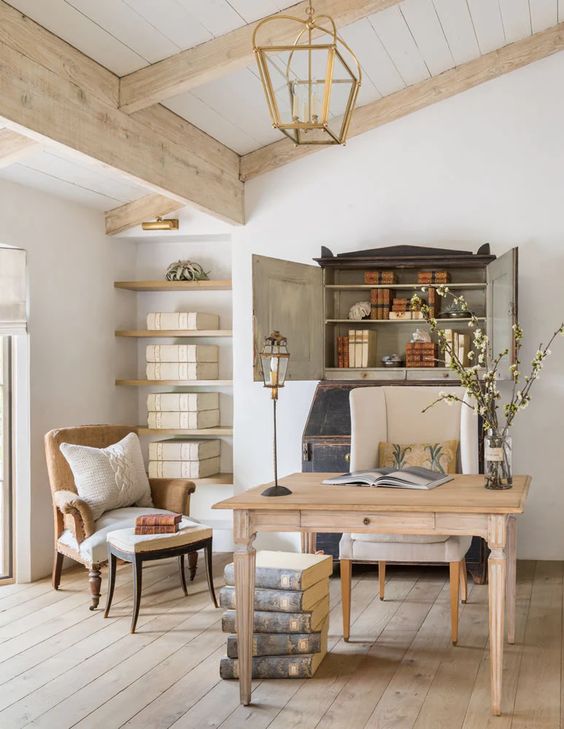 stunningly chic French farmhouse European style office