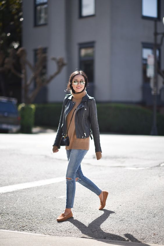 Leather jacket outlet over denim jacket