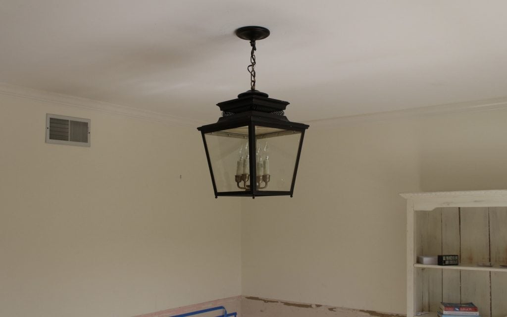 one room challenge home office makeover lantern lighting choice 