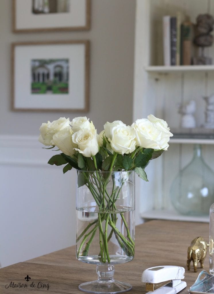 home office makeover french style roses vase gorgeous styling one room challenge