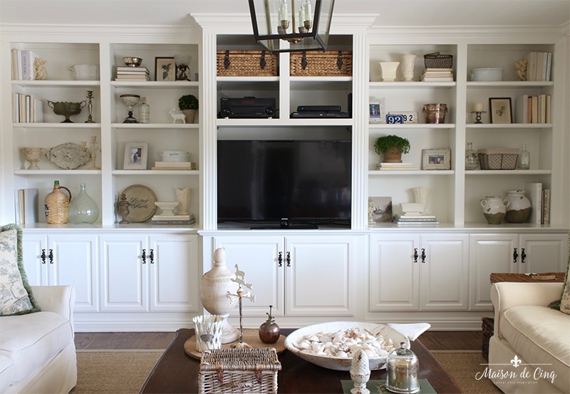 styling shelves in living room