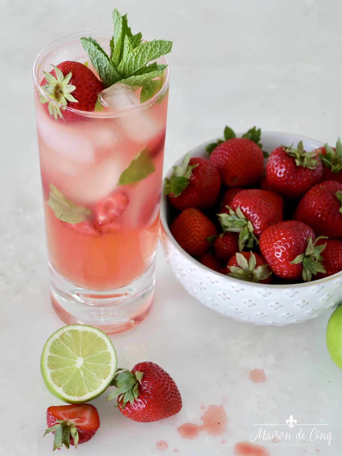 Strawberry Mojito Summer Cocktail Recipe on Maison de Cinq