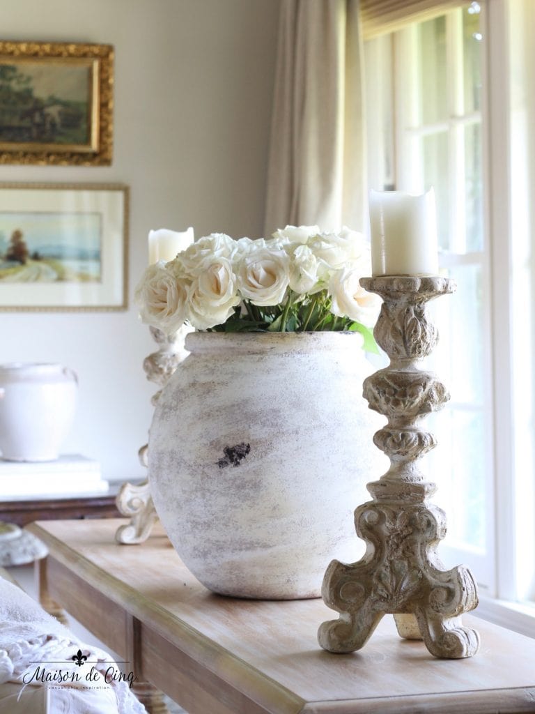 antique french olive jars vase with roses modern french country living room 