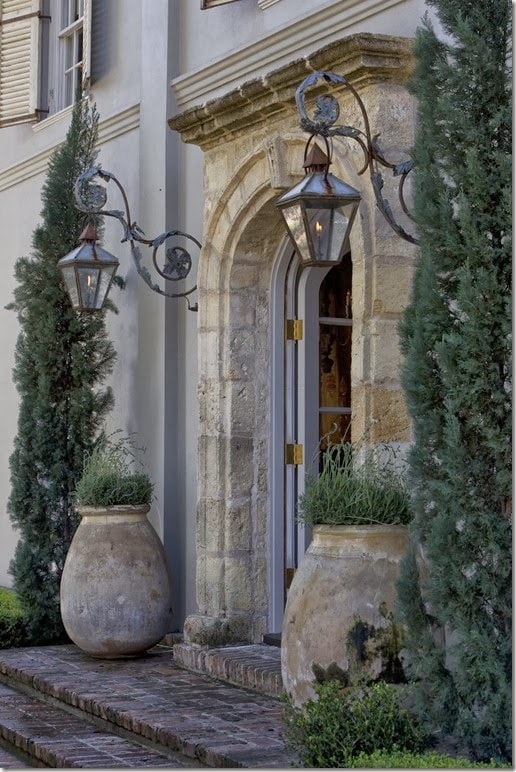 antique french olive jars entrance porch gorgeous french country home exterior