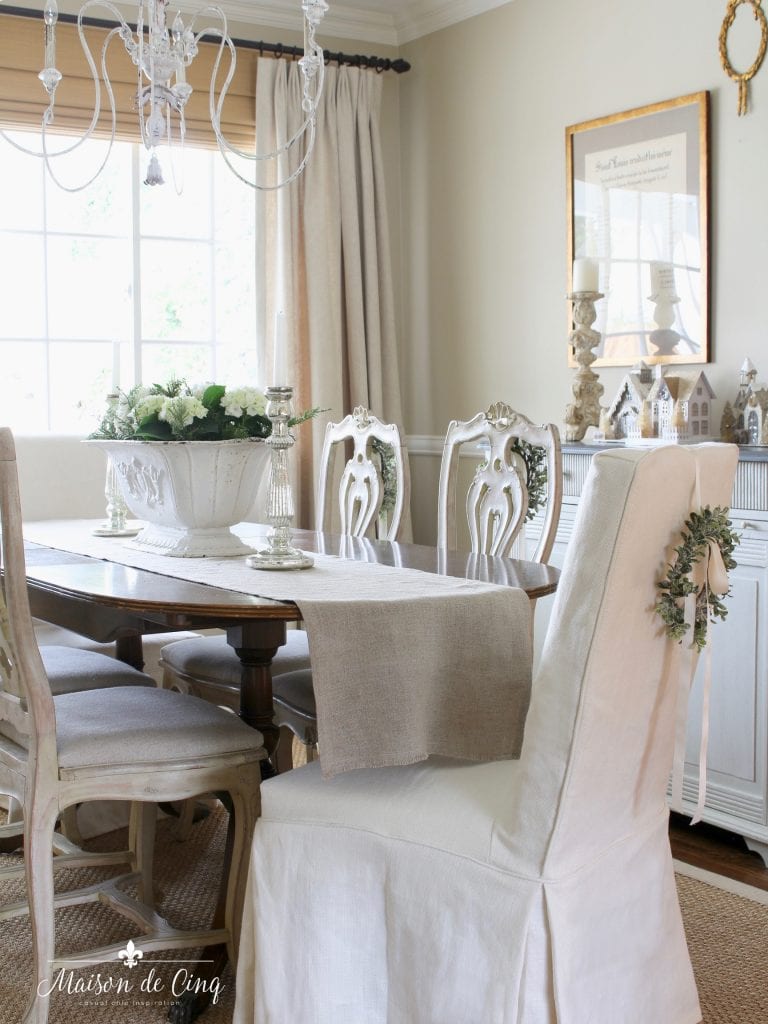 white parsons chairs dining room