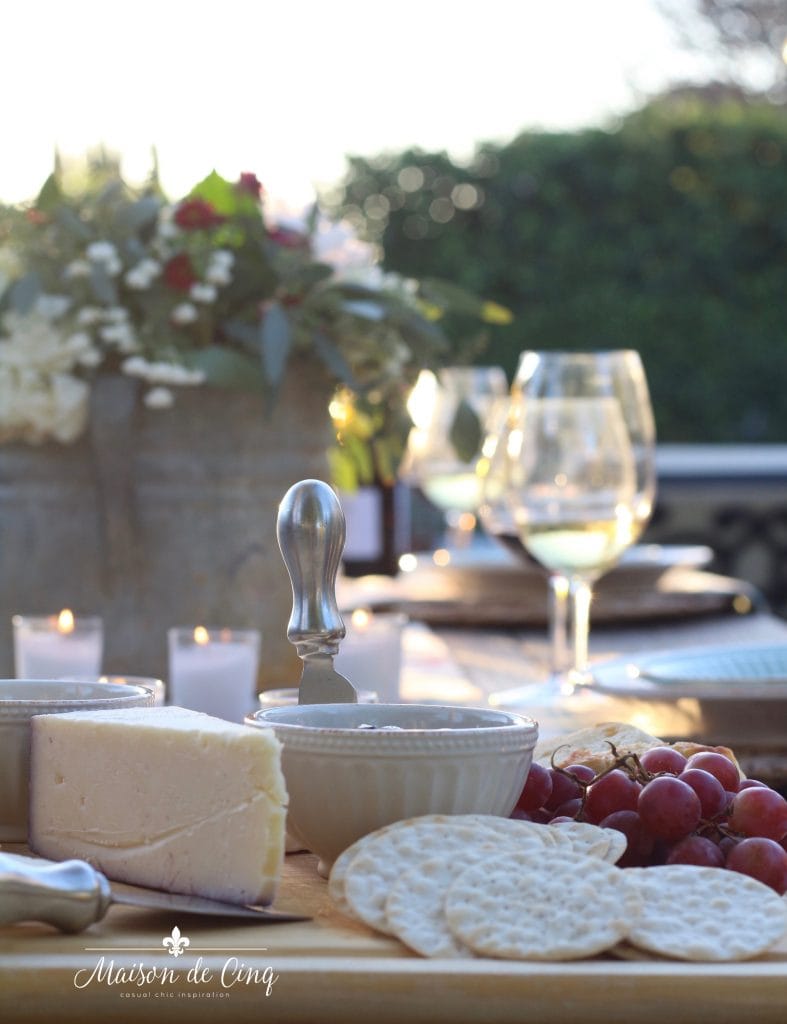 wine and cheese party in the garden summer night entertaining