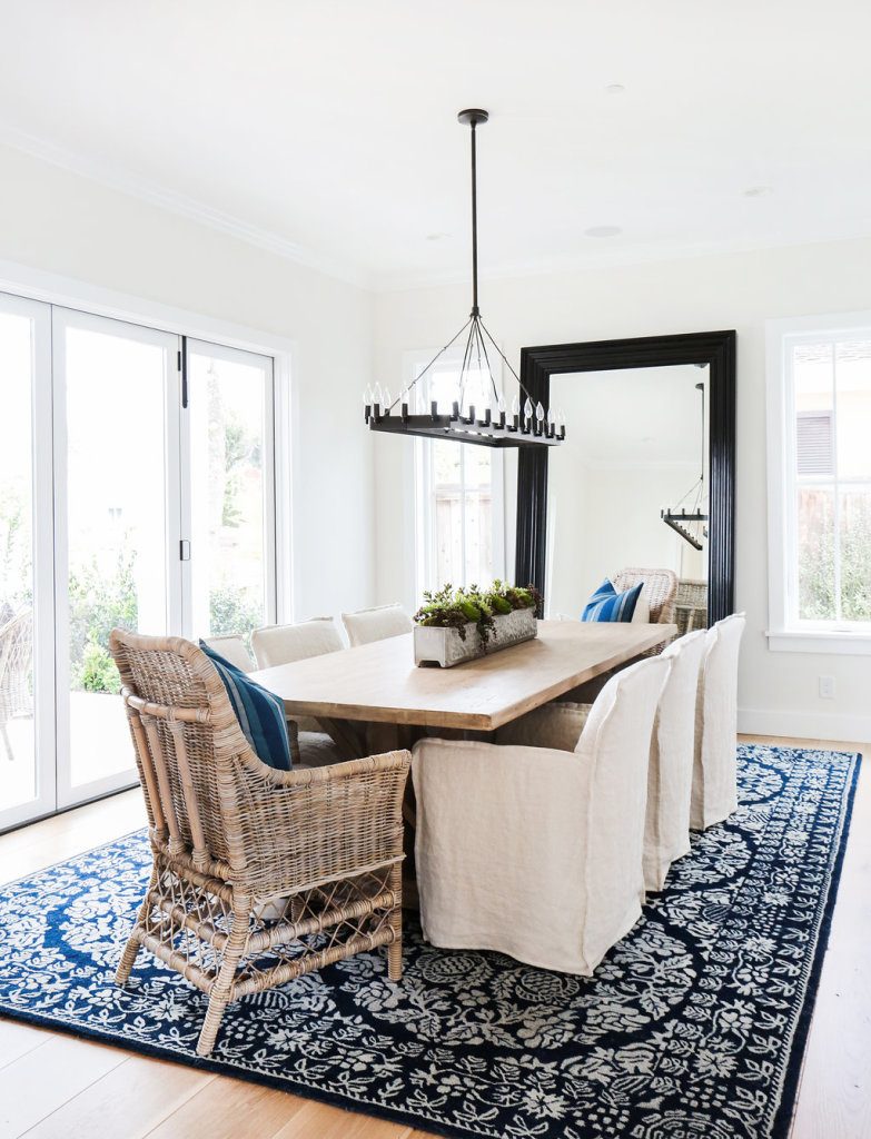 white slipcovered dining chairs