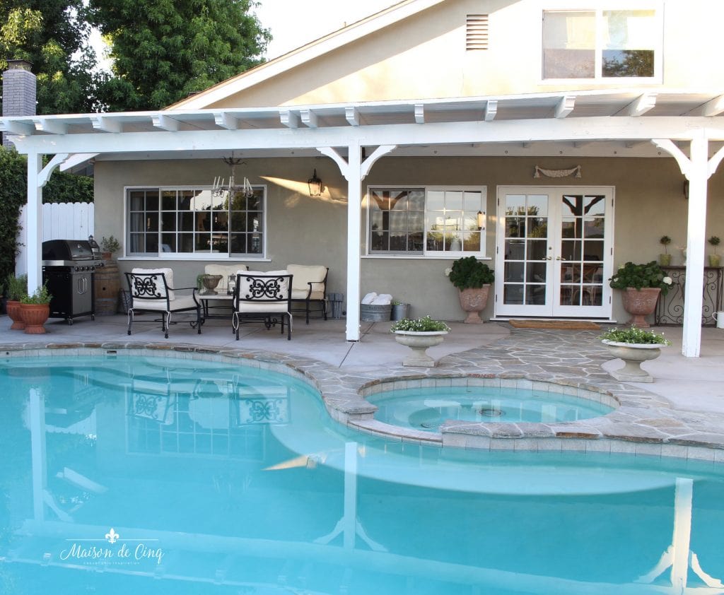backyard space outdoor living gorgeous pool with stone and wood patio cover pergola