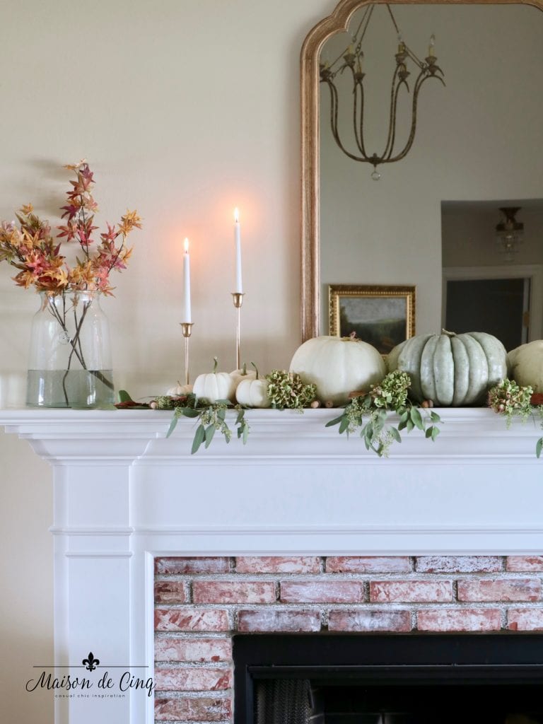 Easy Fall Mantel Decorating using Rich Autumn Colors