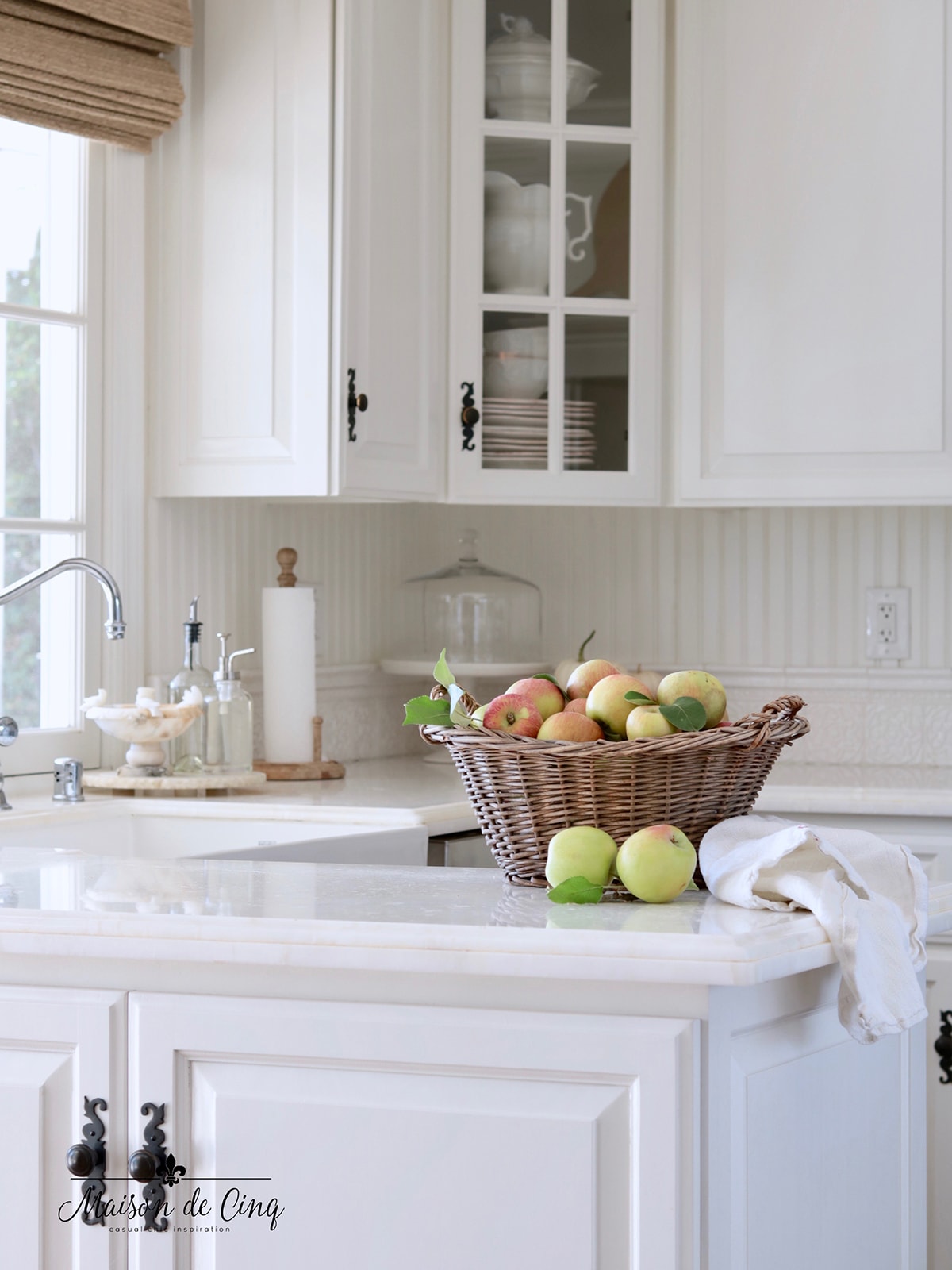 Warm White Kitchen with Wood Island - Maison de Pax