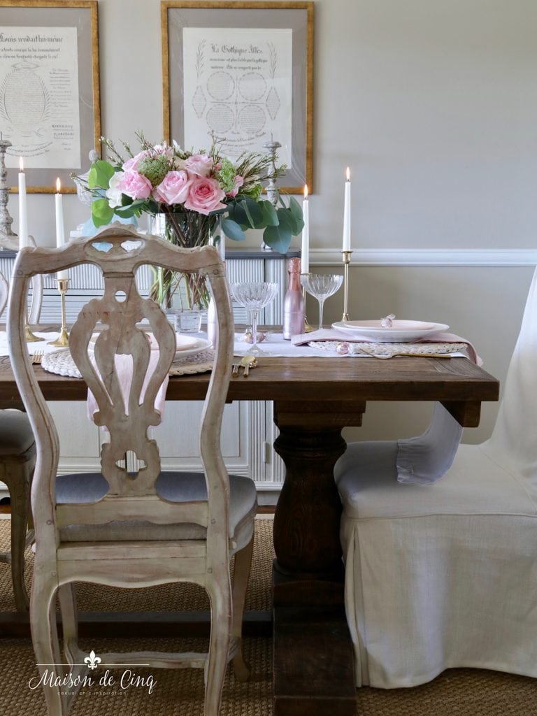 Rustic French Valentine Tablescape For A Setting Of Four