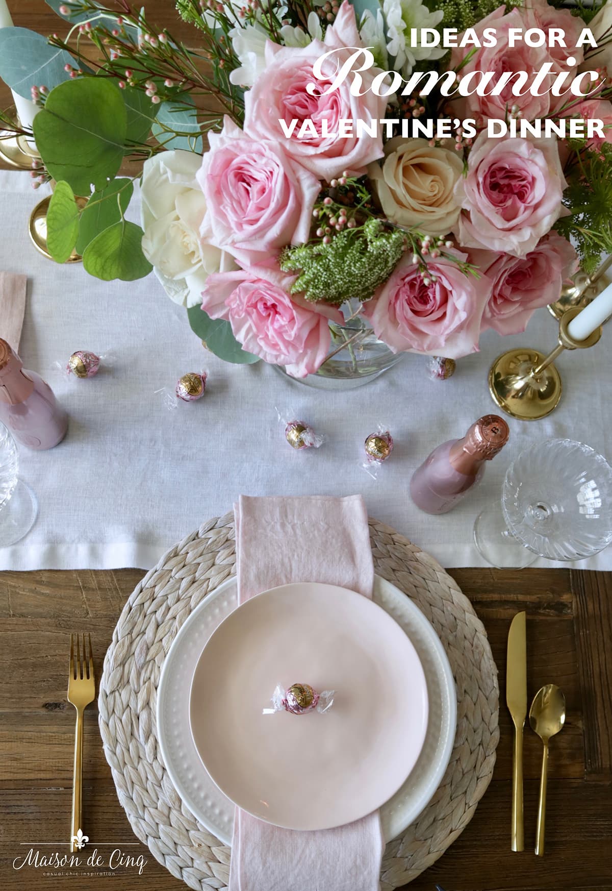 Blush Pink Valentines Day Table Decorations - Setting For Four Interiors