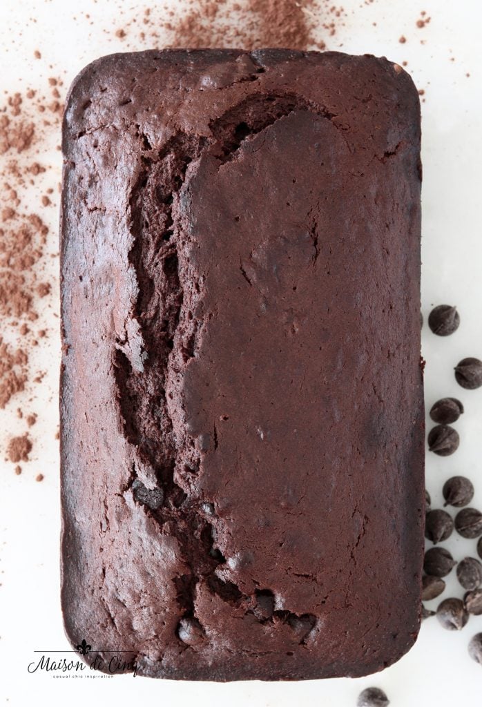 rich and delicious chocolate banana bread with chocolate chips