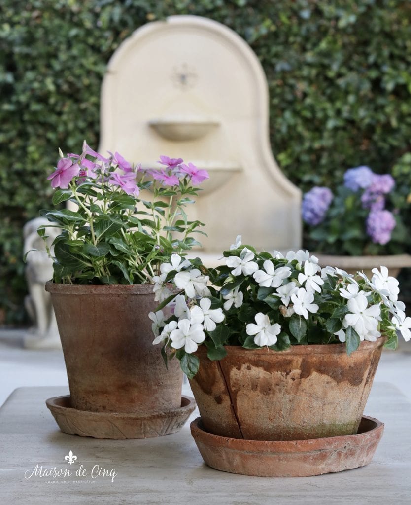 flowers in pots outdoor patio decor 