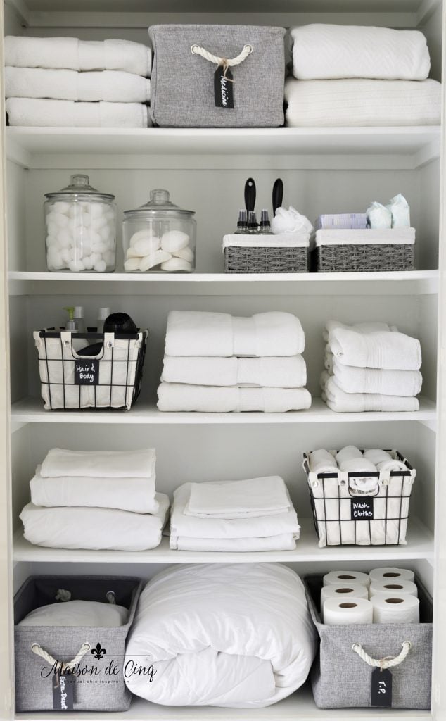 Linen Closet Organization from