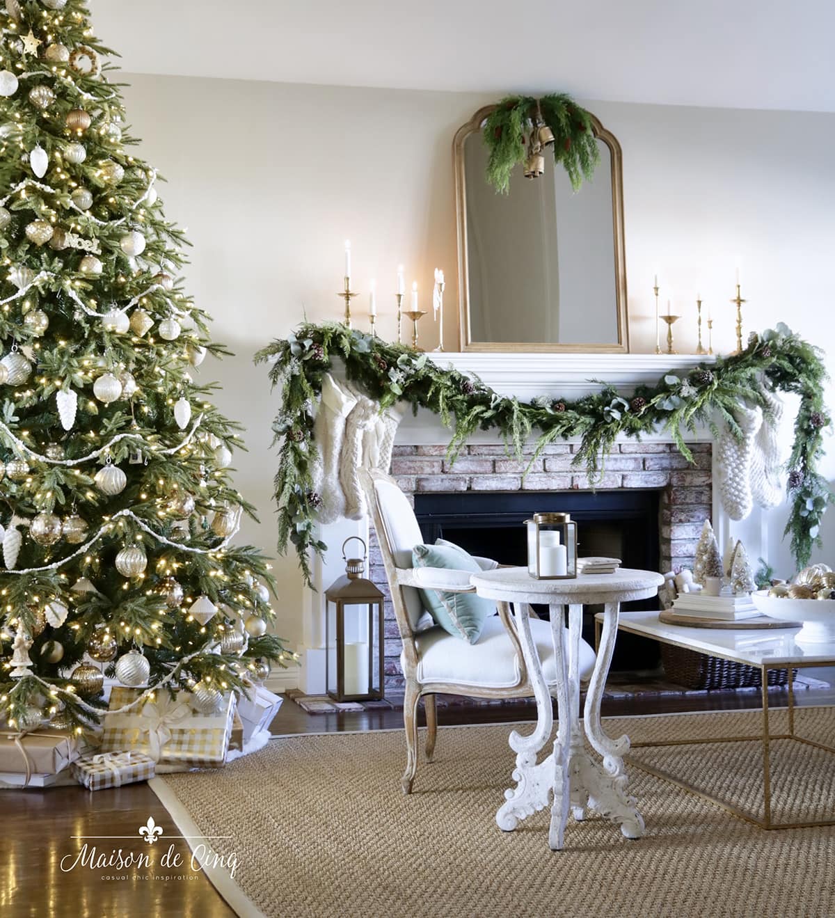 French Inspired Christmas Decor Holiday Tour In The Living Room   ChristmasLR 10 