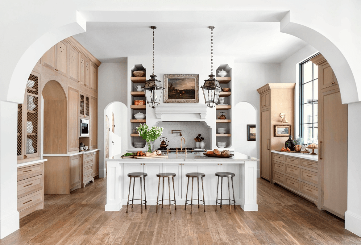 home design trends traditional kitchen with lanterns and artwork 