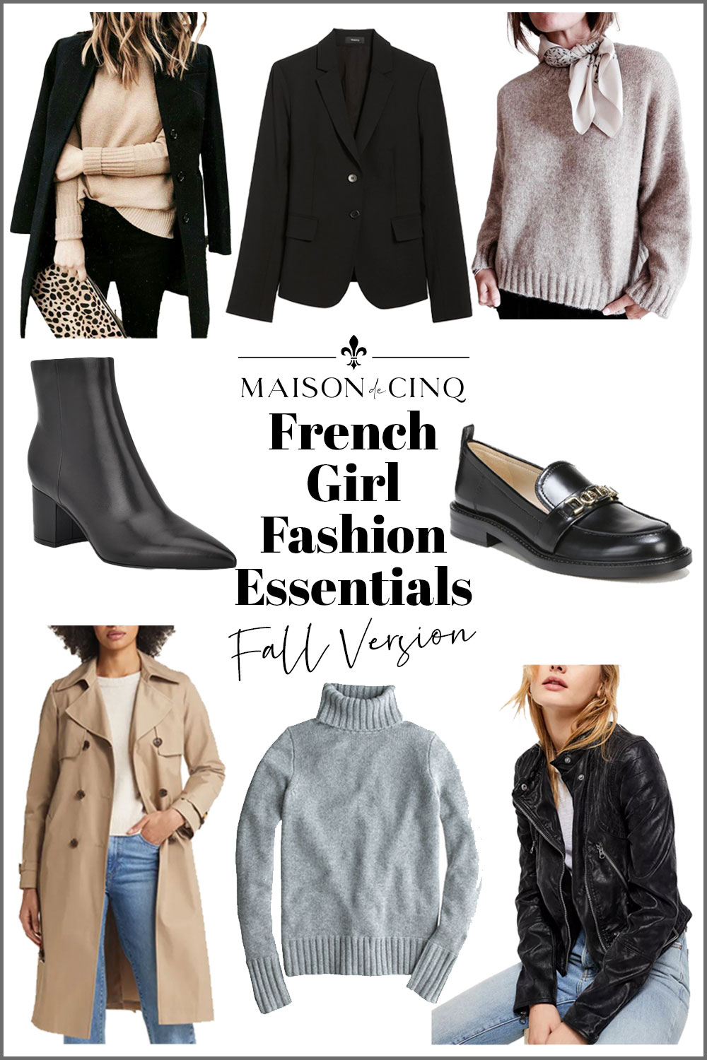 French Fall Fashion Essentials graphic on Maison de Cinq