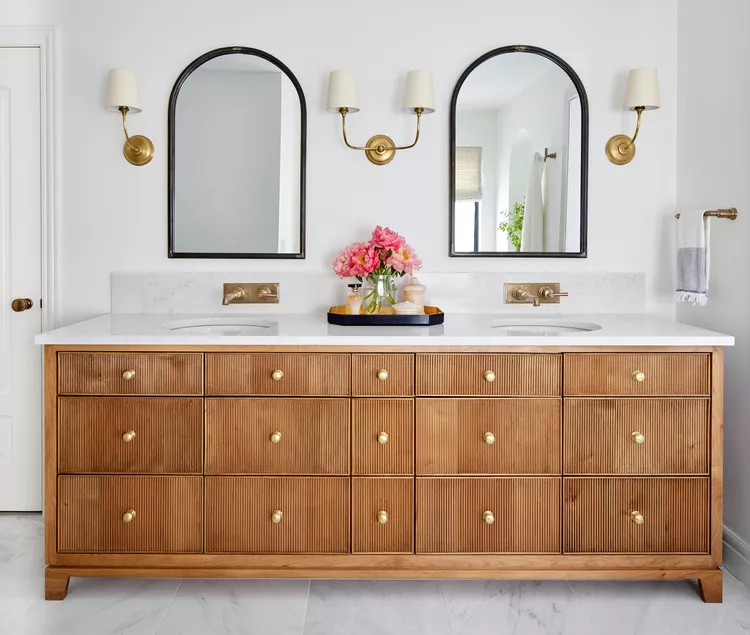 home design trends of 2024 fluted details on bathroom cabinet 