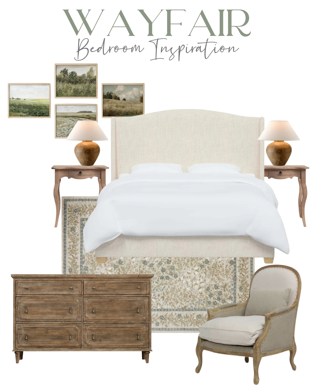 Wayfair guest bedroom inspiration graphic on Maison de Cinq