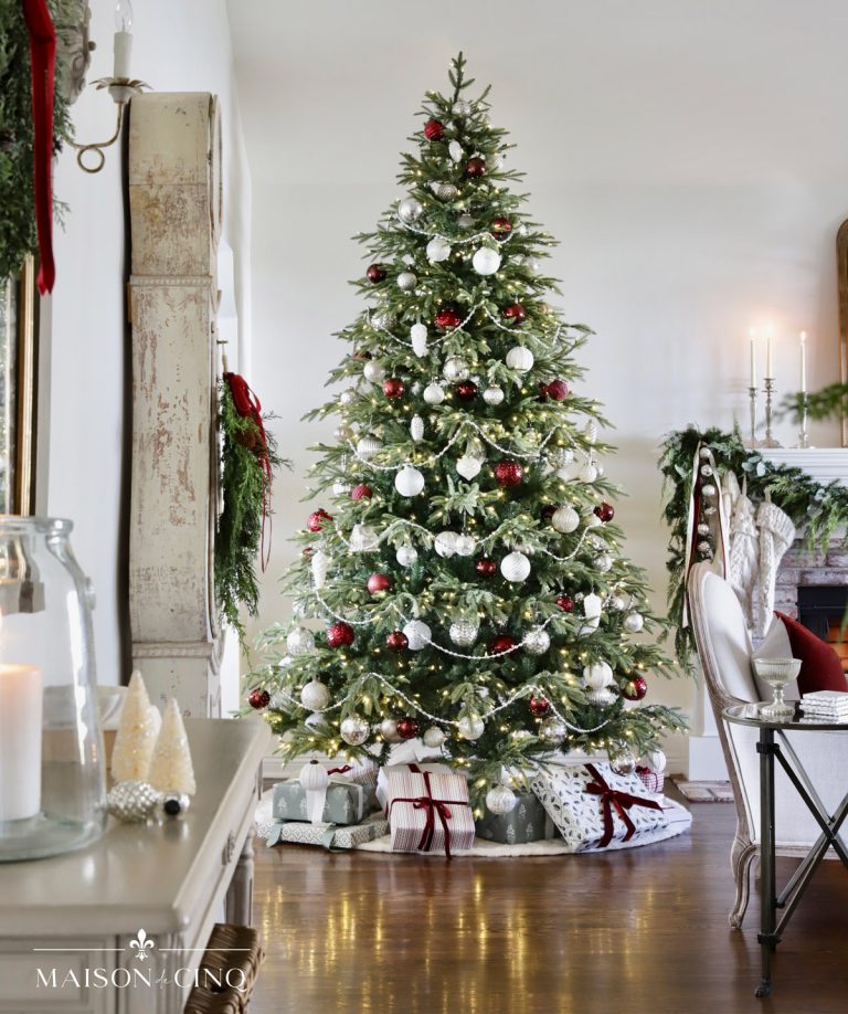 Traditional French-Inspired Christmas in Burgundy & Silver