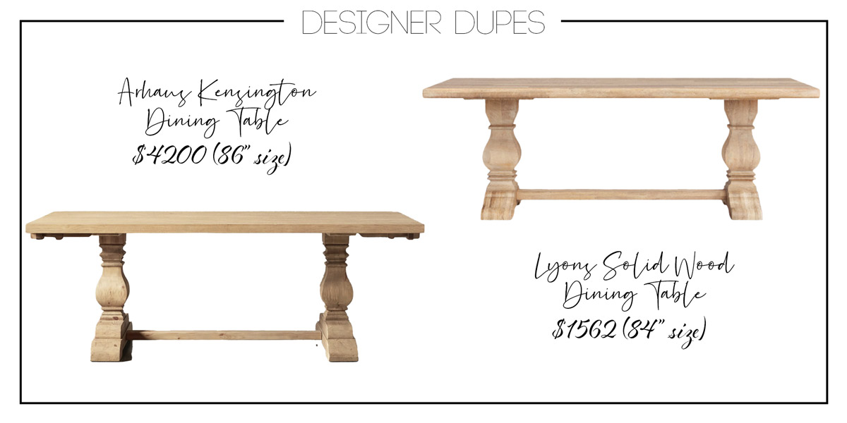 Designer dupes graphic Arhaus farmhouse dining table dupe