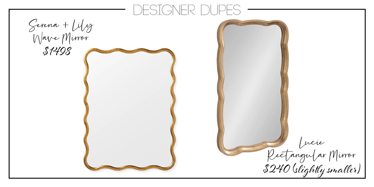 designer dupes graphic Serena & Lily wave mirror dupe