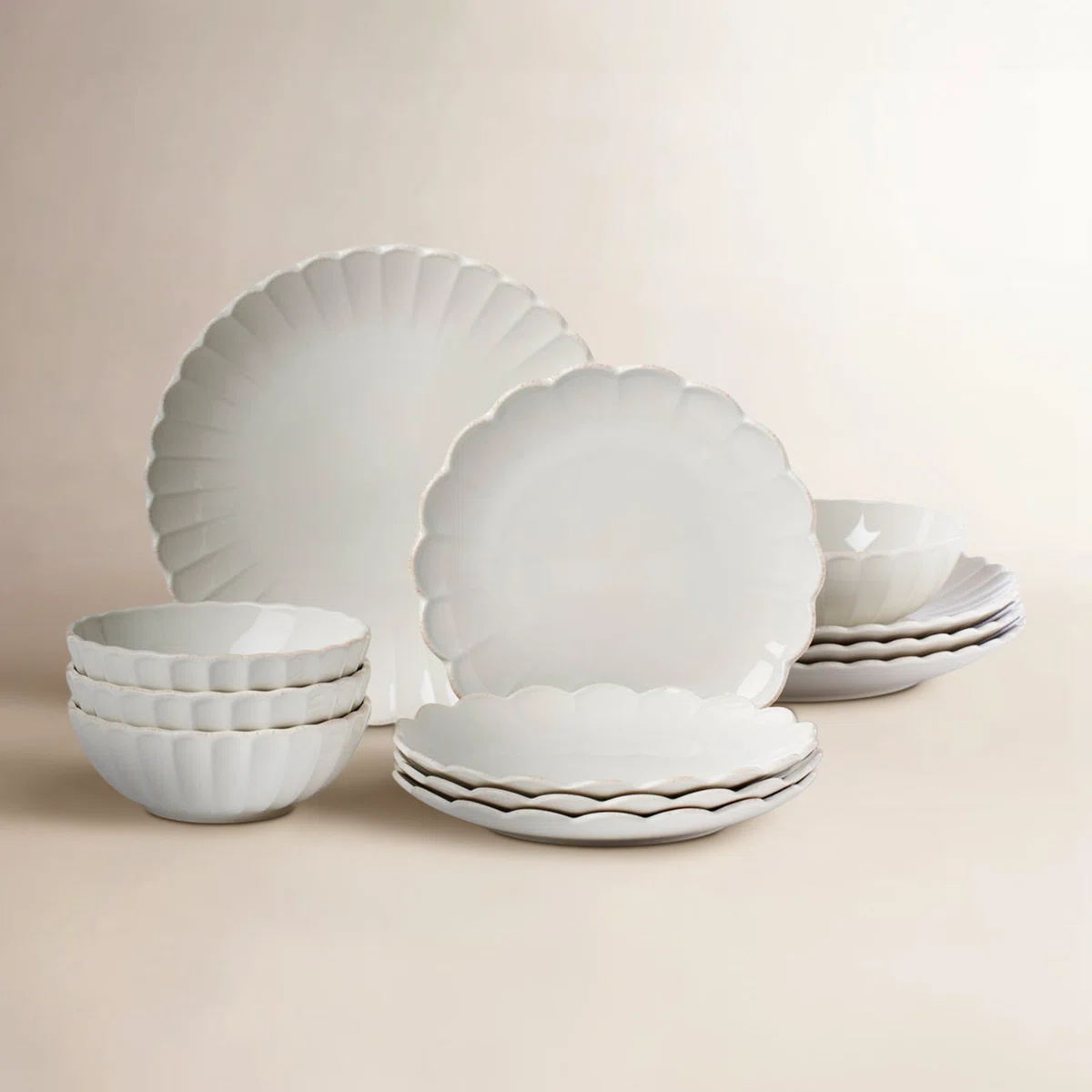 Wayfair Best Sellers lenox scalloped French perle dishes set in white 