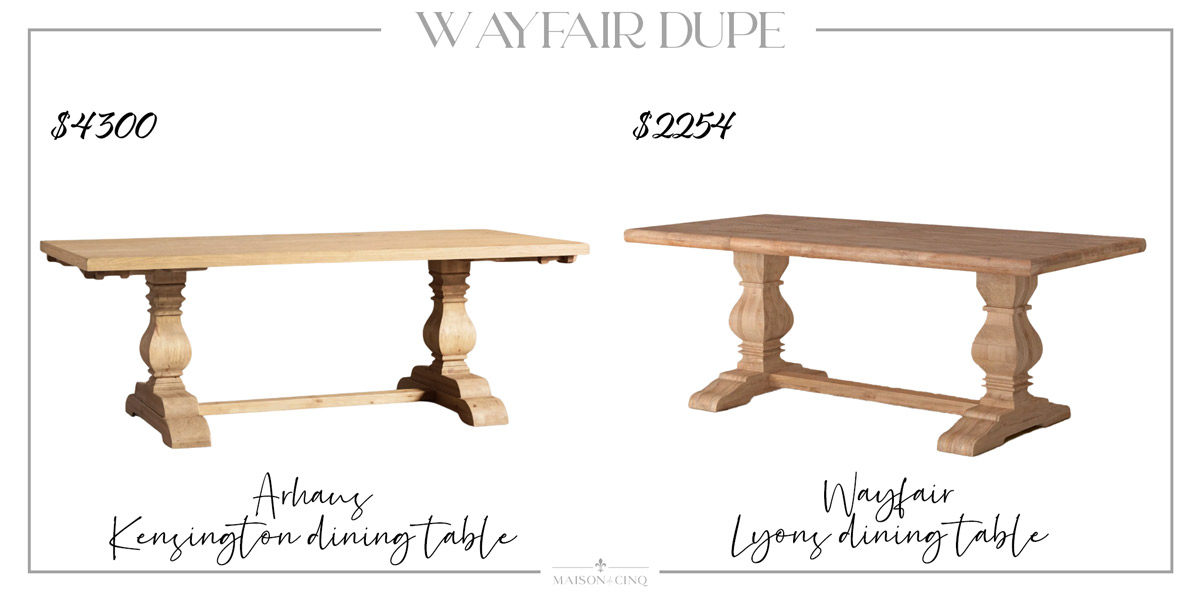 Wayfair dupe of Arhaus French farmhouse dining table 