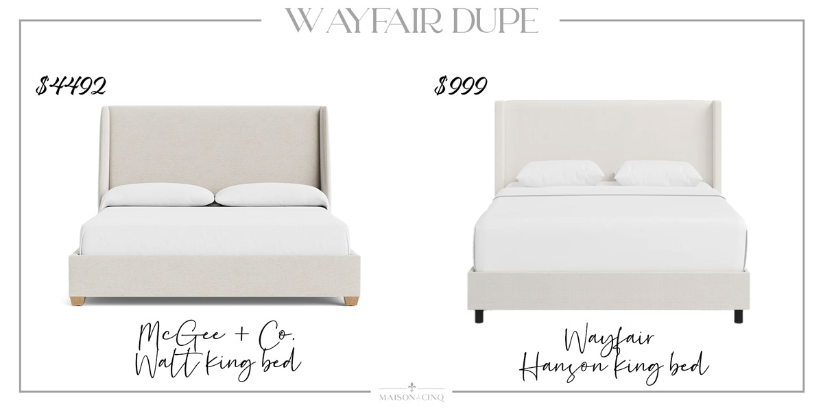 Wayfair dupe of McGee upholstered bed