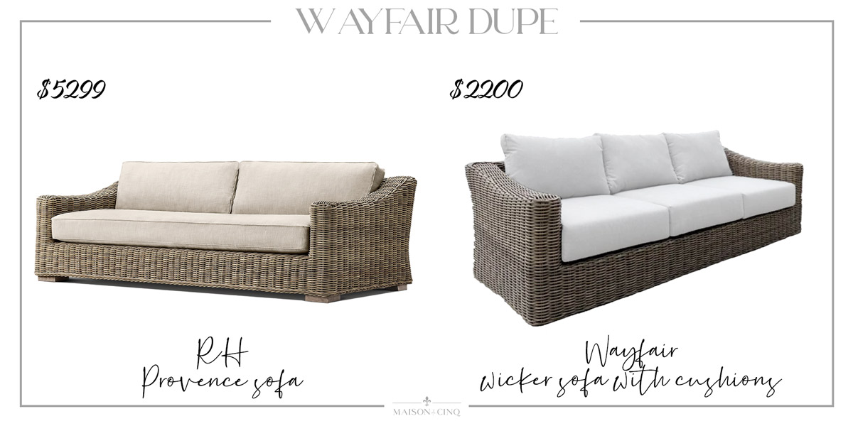 Wayfair dupe of RH Provence outdoor sofa